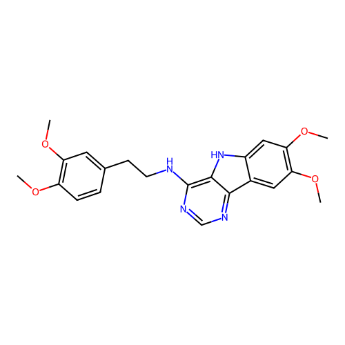 N-[2-(3,4-dimethoxyphenyl)ethyl]-7,8-dimethoxy-5H-pyrimido[5,4-b]indol-4-amine structure