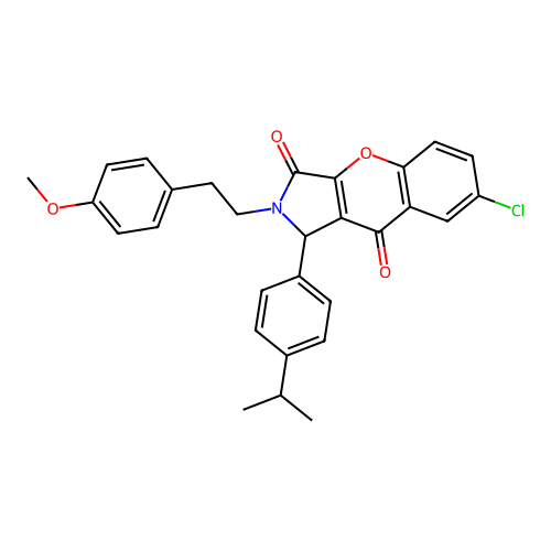 7-chloro-1-(4-isopropylphenyl)-2-(4-methoxyphenethyl)-1,2-dihydrochromeno[2,3-c]pyrrole-3,9-dione structure