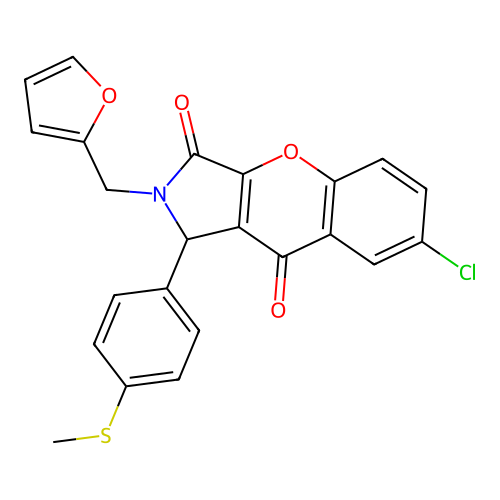 7-chloro-2-(2-furylmethyl)-1-[4-(methylsulfanyl)phenyl]-1,2-dihydrochromeno[2,3-c]pyrrole-3,9-dione structure