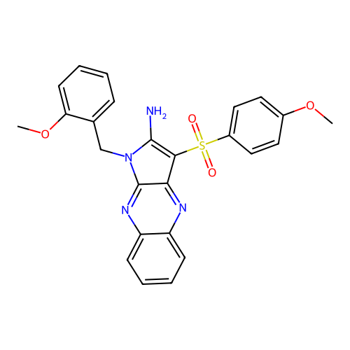 1-(2-methoxybenzyl)-3-((4-methoxyphenyl)sulfonyl)-1H-pyrrolo[2,3-b]quinoxalin-2-amine structure