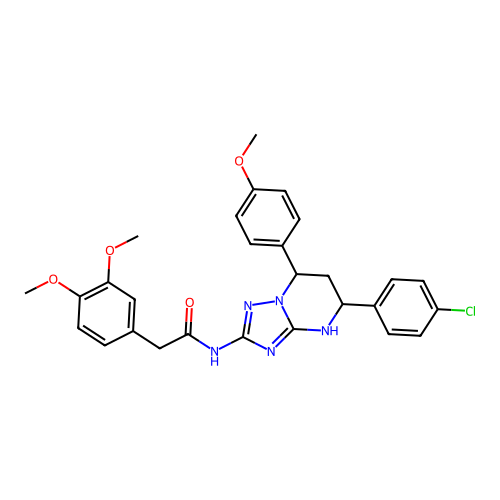 N-(5-(4-chlorophenyl)-7-(4-methoxyphenyl)-4,5,6,7-tetrahydro-[1,2,4]triazolo[1,5-a]pyrimidin-2-yl)-2-(3,4-dimethoxyphenyl)acetamide structure
