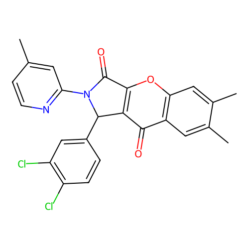 1-(3,4-dichlorophenyl)-6,7-dimethyl-2-(4-methylpyridin-2-yl)-1,2-dihydrochromeno[2,3-c]pyrrole-3,9-dione structure