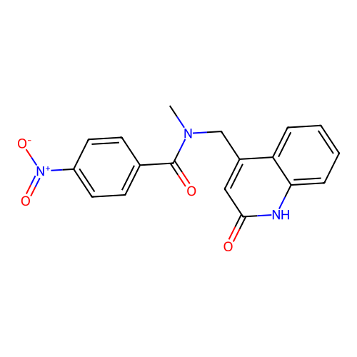 N-((2-hydroxyquinolin-4-yl)methyl)-N-methyl-4-nitrobenzamide structure