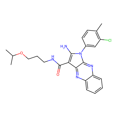 2-amino-1-(3-chloro-4-methylphenyl)-N-(3-isopropoxypropyl)-1H-pyrrolo[2,3-b]quinoxaline-3-carboxamide structure
