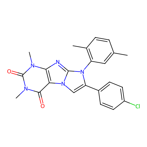 7-(4-chlorophenyl)-8-(2,5-dimethylphenyl)-1,3-dimethyl-1H-imidazo[2,1-f]purine-2,4(3H,8H)-dione structure