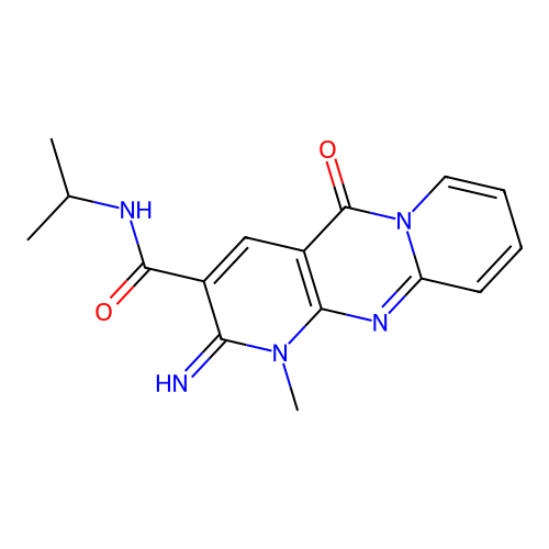 2-imino-N~3~-isopropyl-1-methyl-5-oxo-1,5-dihydro-2H-dipyrido[1,2-a:2,3-d]pyrimidine-3-carboxamide structure