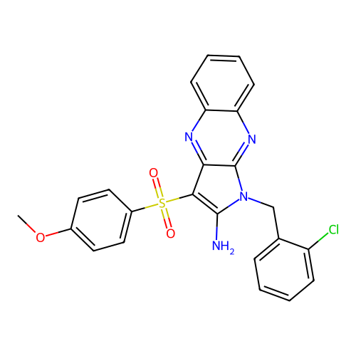 1-(2-chlorobenzyl)-3-((4-methoxyphenyl)sulfonyl)-1H-pyrrolo[2,3-b]quinoxalin-2-amine structure