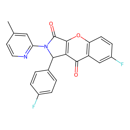 7-fluoro-1-(4-fluorophenyl)-2-(4-methyl-2-pyridinyl)-1,2-dihydrochromeno[2,3-c]pyrrole-3,9-dione structure