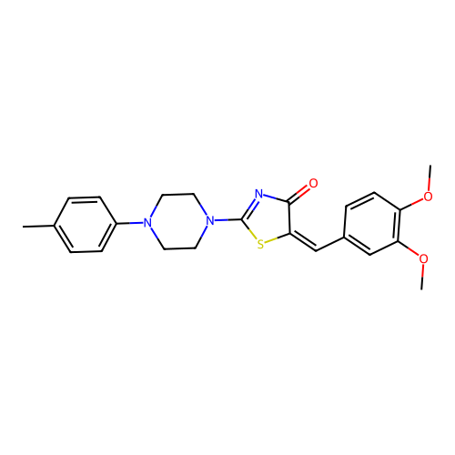 (E)-5-(3,4-dimethoxybenzylidene)-2-(4-(p-tolyl)piperazin-1-yl)thiazol-4(5H)-one structure