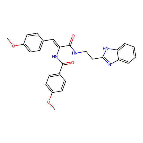 (Z)-N-(3-((2-(1H-benzo[d]imidazol-2-yl)ethyl)amino)-1-(4-methoxyphenyl)-3-oxoprop-1-en-2-yl)-4-methoxybenzamide structure