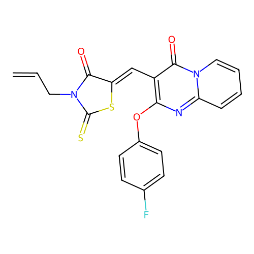 3-allyl-5-{(Z)-1-[2-(4-fluorophenoxy)-4-oxo-4H-pyrido[1,2-a]pyrimidin-3-yl]methylidene}-2-thioxo-1,3-thiazolan-4-one structure