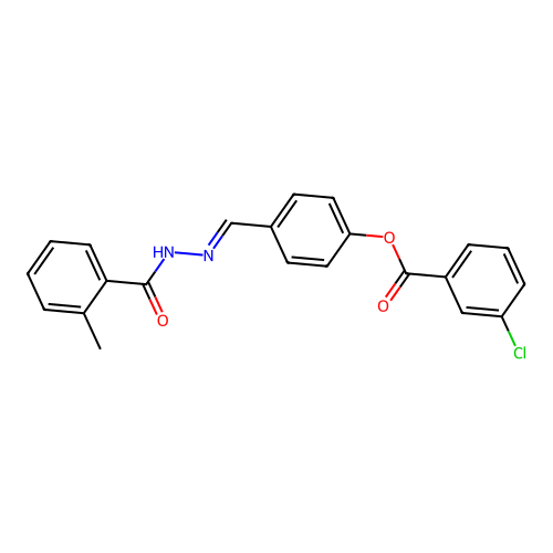 (E)-4-((2-(2-methylbenzoyl)hydrazono)methyl)phenyl 3-chlorobenzoate structure