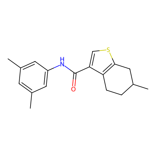 N-(3,5-dimethylphenyl)-6-methyl-4,5,6,7-tetrahydro-1-benzothiophene-3-carboxamide structure