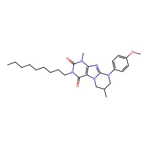 9-(4-methoxyphenyl)-1,7-dimethyl-3-nonyl-6,7,8,9-tetrahydropyrimido[2,1-f]purine-2,4(1H,3H)-dione structure