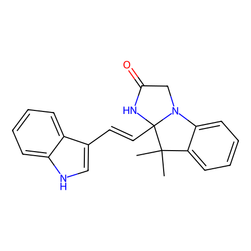 3a-[(E)-2-(1H-indol-3-yl)ethenyl]-4,4-dimethyl-1,3-dihydroimidazo[1,2-a]indol-2-one structure