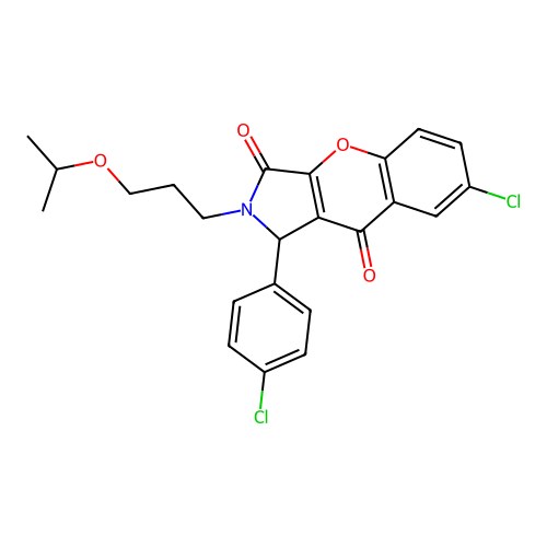 7-chloro-1-(4-chlorophenyl)-2-[3-(propan-2-yloxy)propyl]-1,2-dihydrochromeno[2,3-c]pyrrole-3,9-dione structure