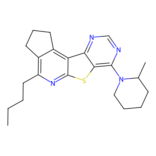 4-butyl-7-(2-methylpiperidin-1-yl)-2,3-dihydro-1H-cyclopenta[4',5']pyrido[3',2':4,5]thieno[3,2-d]pyrimidine structure