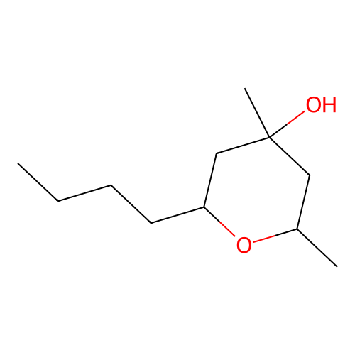 2-butyltetrahydro-4,6-dimethyl-2H-pyran-4-ol structure