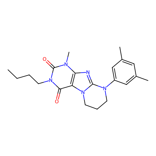 3-butyl-9-(3,5-dimethylphenyl)-1-methyl-6,7,8,9-tetrahydropyrimido[2,1-f]purine-2,4(1H,3H)-dione structure
