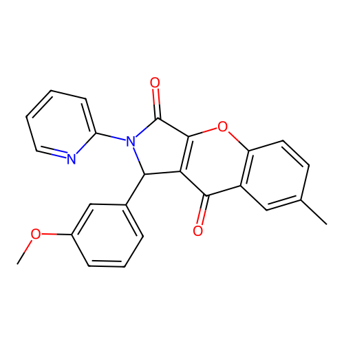 1-(3-methoxyphenyl)-7-methyl-2-(pyridin-2-yl)-1,2-dihydrochromeno[2,3-c]pyrrole-3,9-dione structure