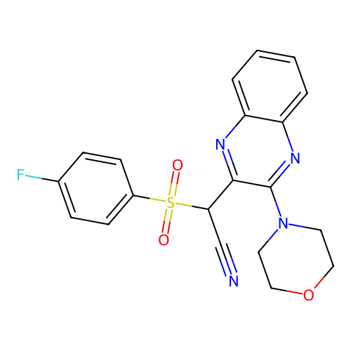 2-((4-Fluorophenyl)sulfonyl)-2-(3-morpholinoquinoxalin-2-yl)acetonitrile structure