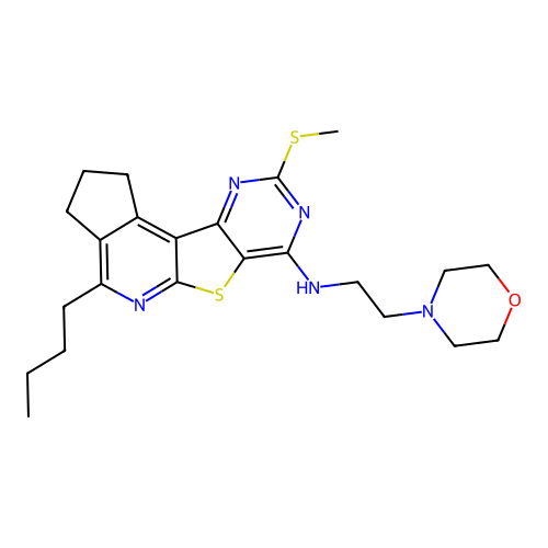 4-butyl-9-(methylsulfanyl)-N-[2-(morpholin-4-yl)ethyl]-2,3-dihydro-1H-cyclopenta[4',5']pyrido[3',2':4,5]thieno[3,2-d]pyrimidin-7-amine structure