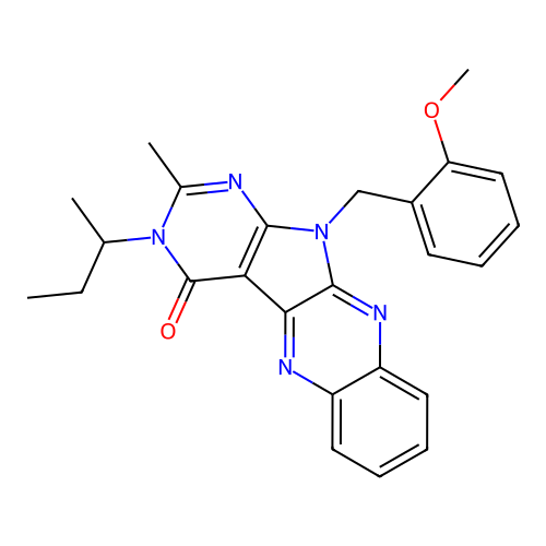 3-(butan-2-yl)-11-(2-methoxybenzyl)-2-methyl-3,11-dihydro-4H-pyrimido[5',4':4,5]pyrrolo[2,3-b]quinoxalin-4-one structure