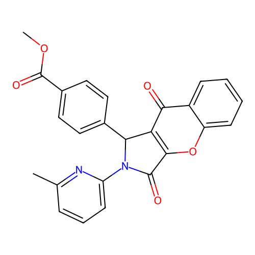 methyl 4-[2-(6-methylpyridin-2-yl)-3,9-dioxo-1H-chromeno[2,3-c]pyrrol-1-yl]benzoate structure