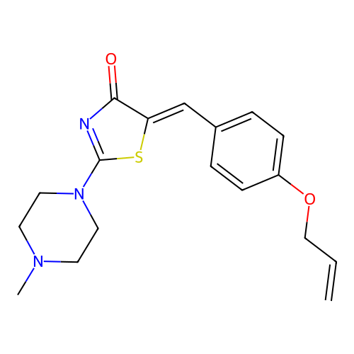 (5Z)-2-(4-methylpiperazin-1-yl)-5-[(4-prop-2-enoxyphenyl)methylidene]-1,3-thiazol-4-one structure