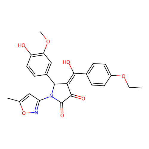 (4E)-4-[(4-ethoxyphenyl)(hydroxy)methylidene]-5-(4-hydroxy-3-methoxyphenyl)-1-(5-methyl-1,2-oxazol-3-yl)pyrrolidine-2,3-dione structure