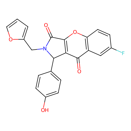 7-fluoro-2-(furan-2-ylmethyl)-1-(4-hydroxyphenyl)-1,2-dihydrochromeno[2,3-c]pyrrole-3,9-dione structure