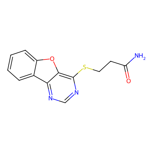 3-([1]Benzofuro[3,2-d]pyrimidin-4-ylsulfanyl)propanamide structure