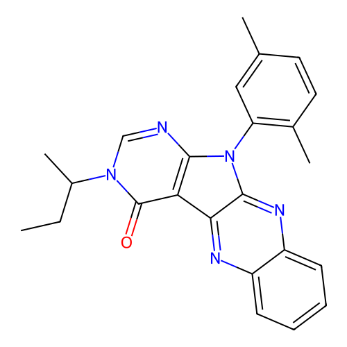3-(butan-2-yl)-11-(2,5-dimethylphenyl)-3,11-dihydro-4H-pyrimido[5',4':4,5]pyrrolo[2,3-b]quinoxalin-4-one structure
