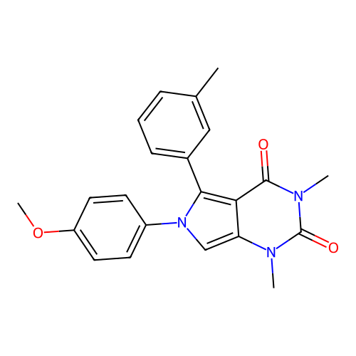 6-(4-methoxyphenyl)-1,3-dimethyl-5-(3-methylphenyl)pyrrolo[3,4-d]pyrimidine-2,4-dione structure