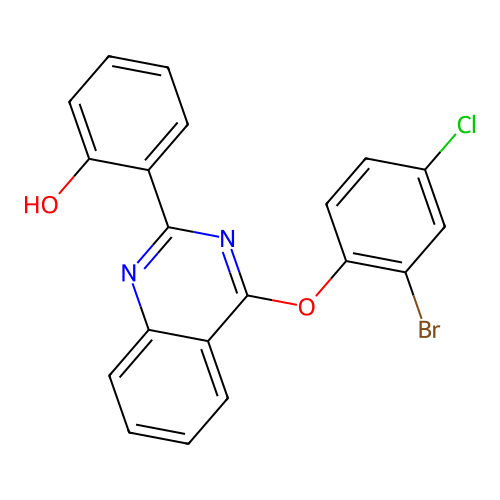 2-[4-(2-Bromo-4-chlorophenoxy)quinazolin-1-ium-2-yl]phenolate structure