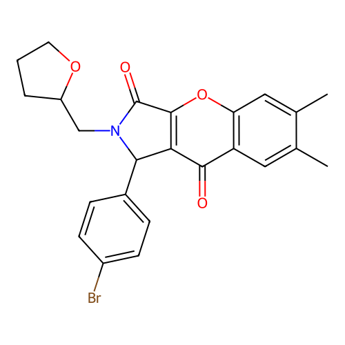 1-(4-bromophenyl)-6,7-dimethyl-2-(oxolan-2-ylmethyl)-1H-chromeno[2,3-c]pyrrole-3,9-dione structure