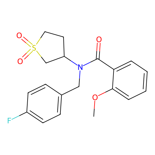 N-(1,1-dioxidotetrahydrothiophen-3-yl)-N-(4-fluorobenzyl)-2-methoxybenzamide structure