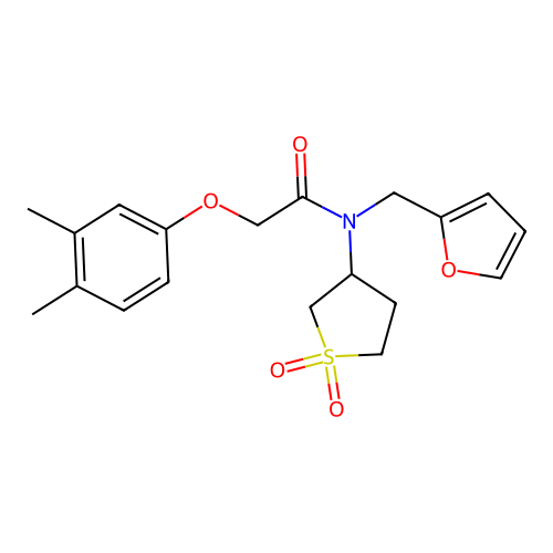 2-(3,4-dimethylphenoxy)-N-(1,1-dioxidotetrahydrothiophen-3-yl)-N-(furan-2-ylmethyl)acetamide structure