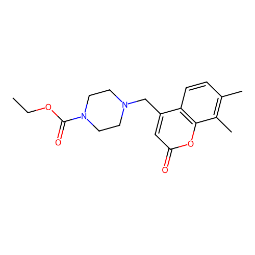 ethyl 4-[(7,8-dimethyl-2-oxo-2H-chromen-4-yl)methyl]piperazine-1-carboxylate structure
