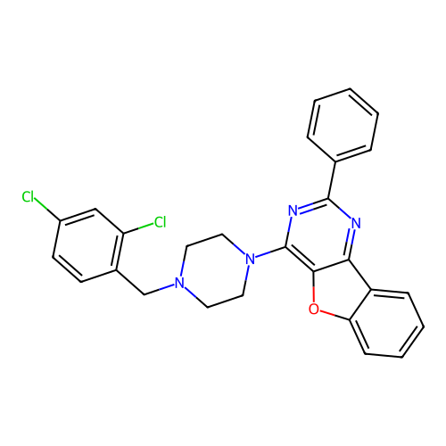 4-[4-(2,4-Dichlorobenzyl)piperazin-1-yl]-2-phenyl[1]benzofuro[3,2-d]pyrimidine structure