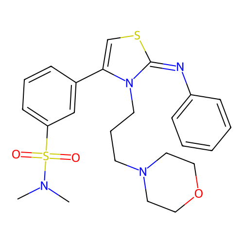 N,N-dimethyl-3-[(2Z)-3-[3-(morpholin-4-yl)propyl]-2-(phenylimino)-2,3-dihydro-1,3-thiazol-4-yl]benzenesulfonamide structure