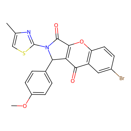 7-bromo-1-(4-methoxyphenyl)-2-(4-methyl-1,3-thiazol-2-yl)-1,2-dihydrochromeno[2,3-c]pyrrole-3,9-dione structure