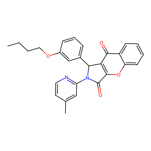 1-(3-butoxyphenyl)-2-(4-methylpyridin-2-yl)-1,2-dihydrochromeno[2,3-c]pyrrole-3,9-dione structure