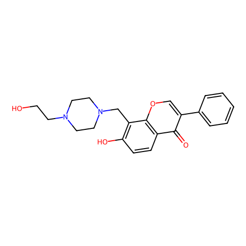 7-hydroxy-8-((4-(2-hydroxyethyl)piperazin-1-yl)methyl)-3-phenyl-4H-chromen-4-one structure