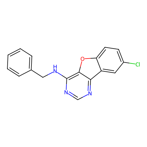 N-benzyl-8-chloro[1]benzofuro[3,2-d]pyrimidin-4-amine structure