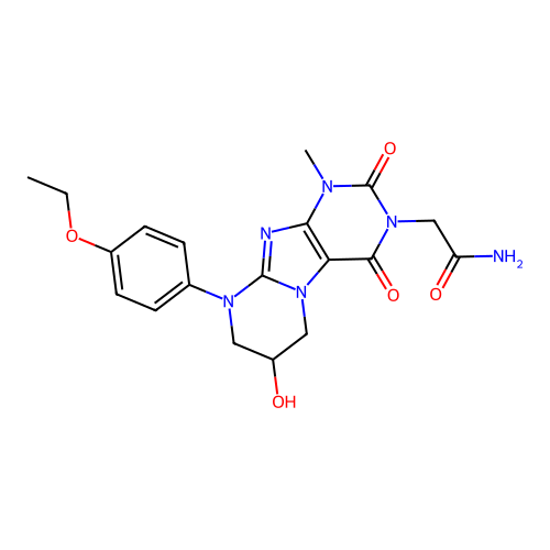 2-[9-(4-ethoxyphenyl)-7-hydroxy-1-methyl-2,4-dioxo-7,8-dihydro-6H-purino[7,8-a]pyrimidin-3-yl]acetamide structure