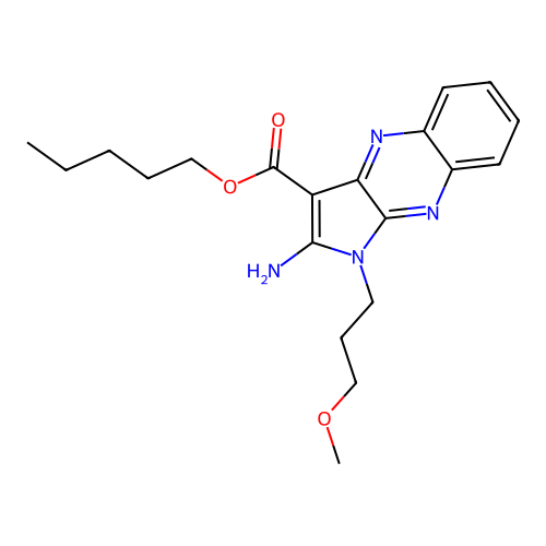 pentyl 2-amino-1-(3-methoxypropyl)-1H-pyrrolo[2,3-b]quinoxaline-3-carboxylate structure