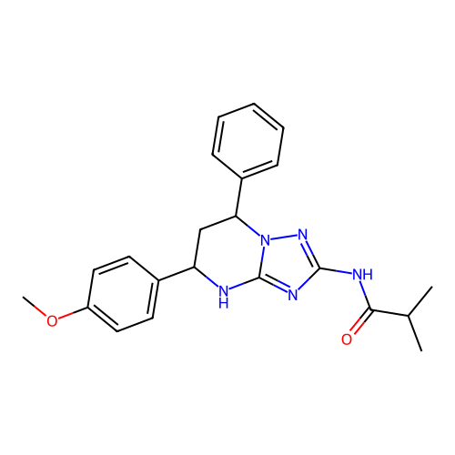 N-(5-(4-methoxyphenyl)-7-phenyl-4,5,6,7-tetrahydro-[1,2,4]triazolo[1,5-a]pyrimidin-2-yl)isobutyramide structure