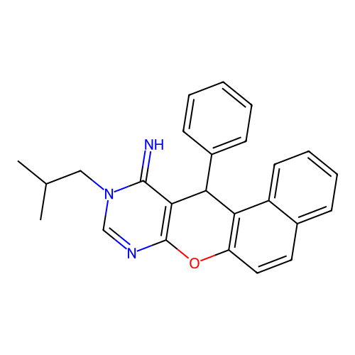 10-(2-methylpropyl)-12-phenyl-10,12-dihydro-11H-benzo[5,6]chromeno[2,3-d]pyrimidin-11-imine structure