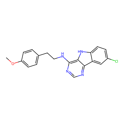 8-chloro-N-[2-(4-methoxyphenyl)ethyl]-5H-pyrimido[5,4-b]indol-4-amine structure